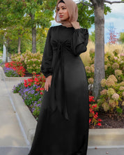 Ramadan Eid Satin Dress Islam Caftan Marocain Dresses Vestidos Robe Femme